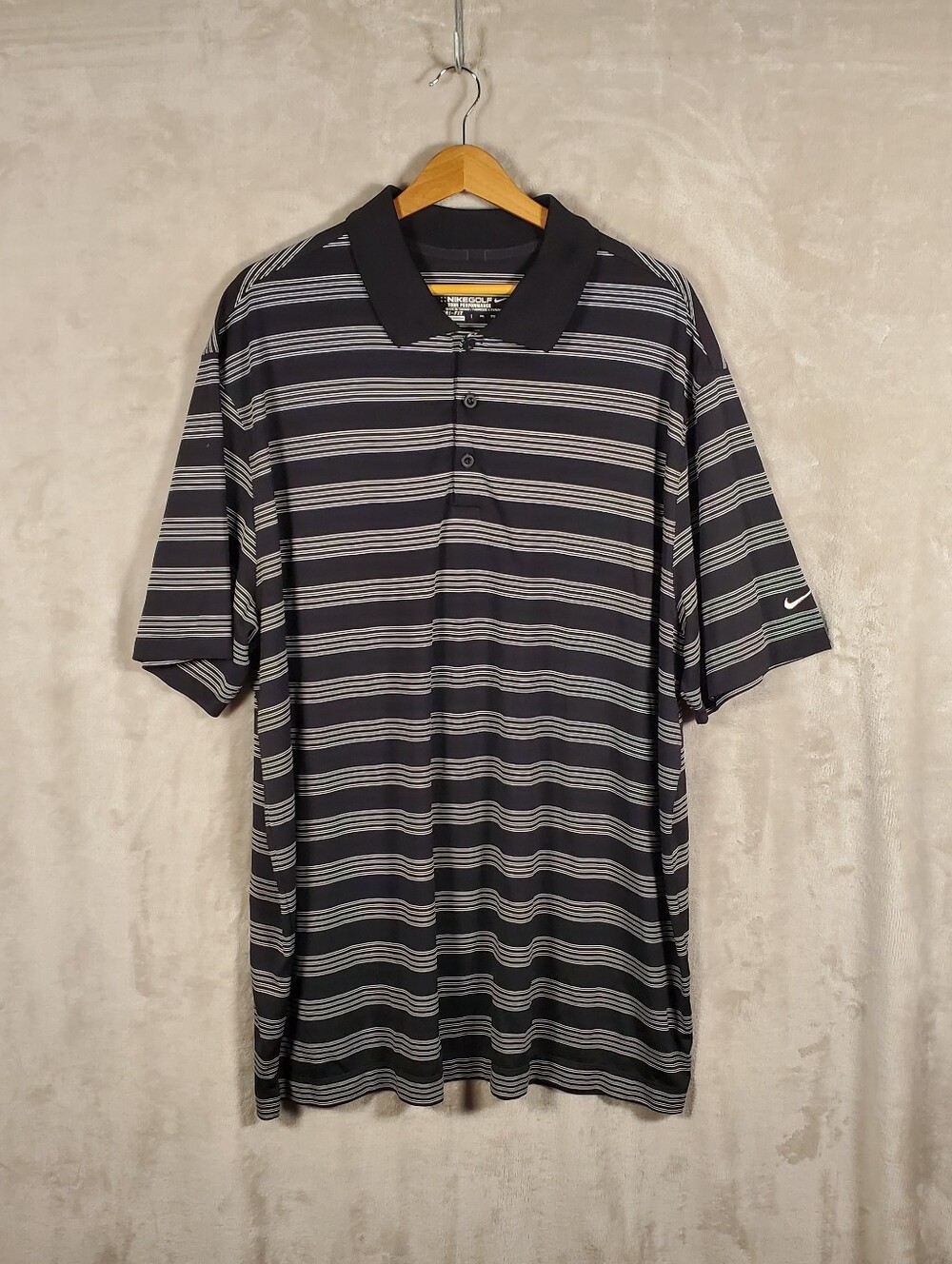 Nike Golf Tour Performance Polo Mens XXL Black Stripe Dri-FIT Preppy Athletic